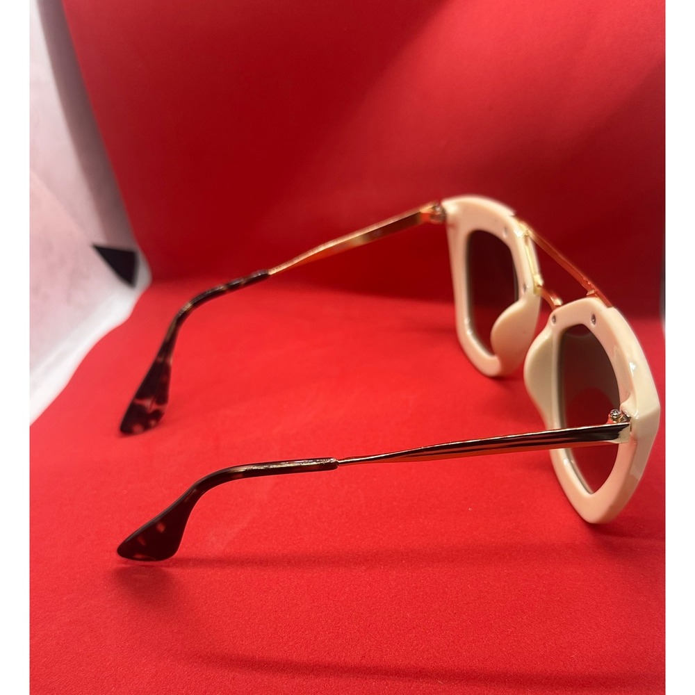 Chic Cream Cat Eye Sunglasses Gold Bridge Tortoise Temples - Picture 5 of 7
